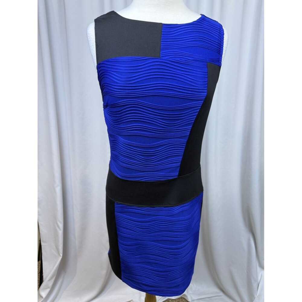 Cynthia Rowley Black and Royal Blue Sleeveless Colorblock Dress, Size 8